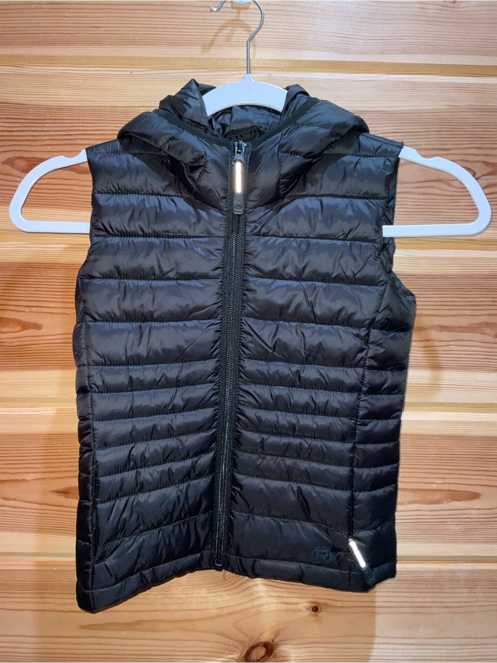 Kids Lightweight Hooded Puffer Vest - Black